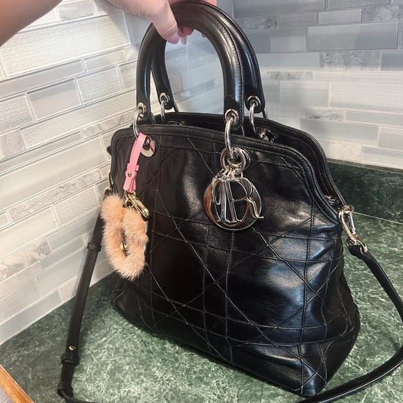 Authentic Dior Gorgeous Black Medium Leather Cannage Granville Bag - Picture 6 of 16